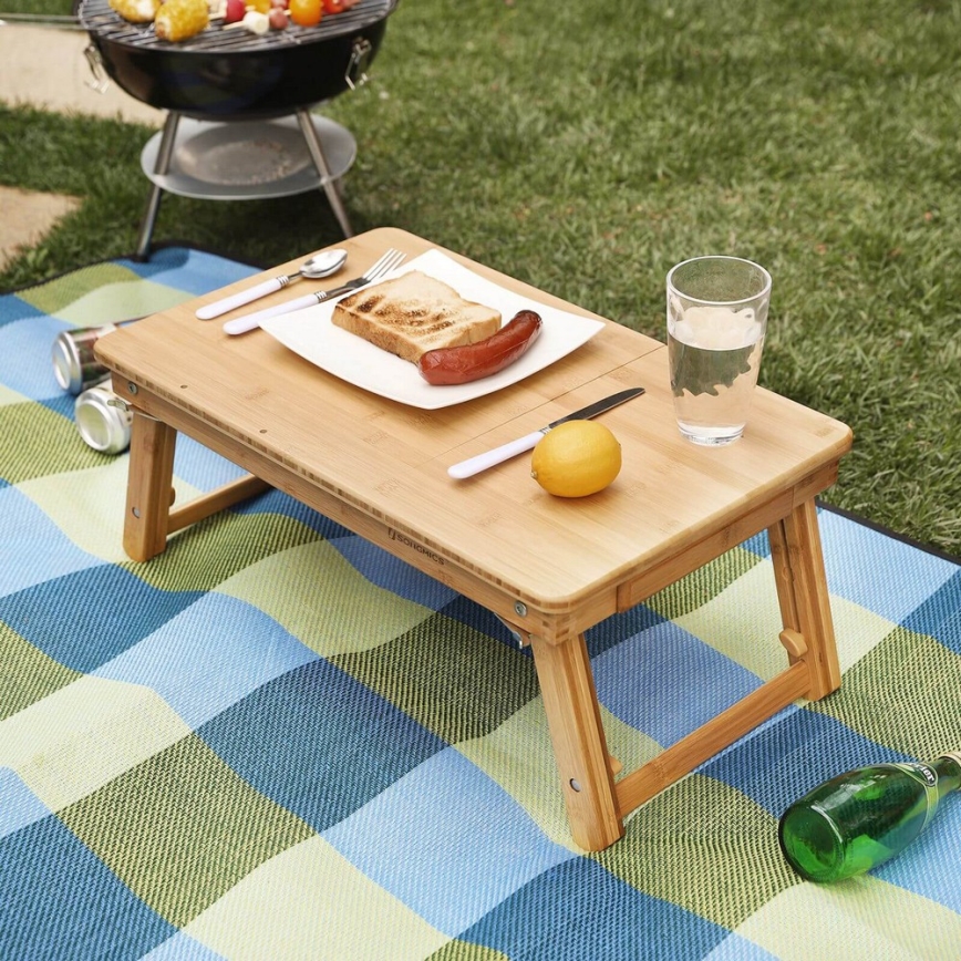 Nastavljiva posteljna mizica za prenosnik LAT, rjava