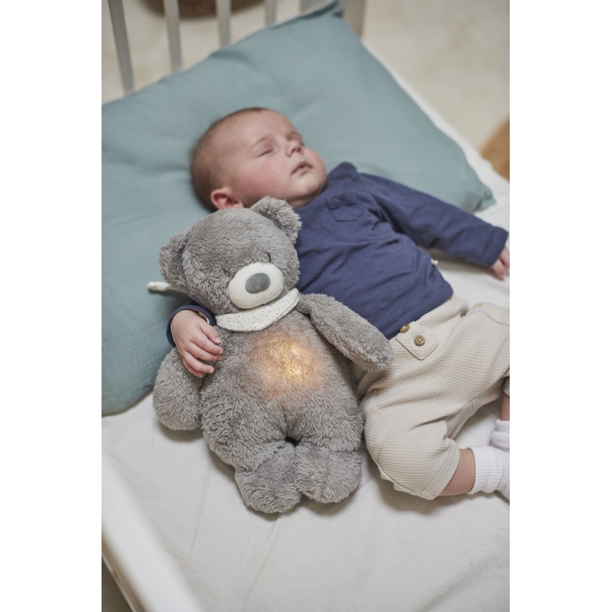 Nattou - Plišasta igrača z melodijo in svetilko SLEEPY BEAR 4v1 siv