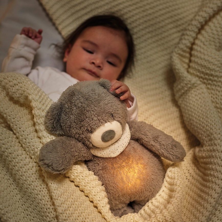 Nattou - Plišasta igrača z melodijo in svetilko SLEEPY BEAR 4v1 siv
