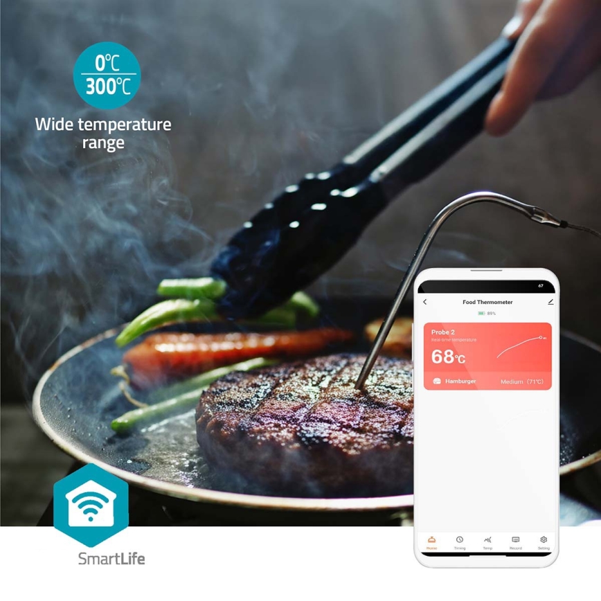 Pametni digitalni termometer za meso z LCD zaslonom SmartLife 0-300 °C 2xAAA