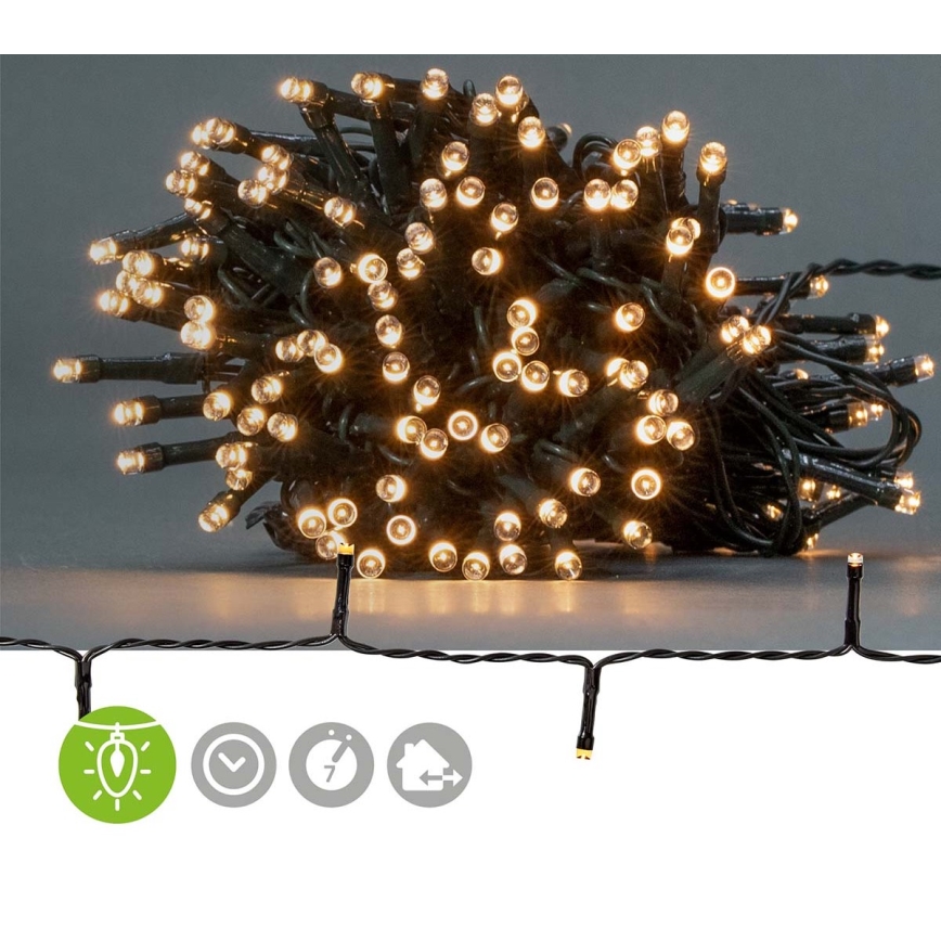 Zunanji LED niz, 192 LED, 7 funkcij, napajanje 3×AA, dolžina 14,9 m, IP44, topla bela