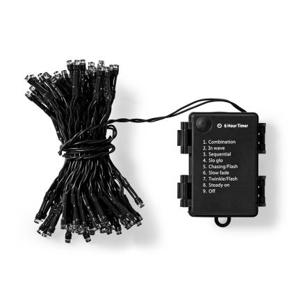 LED zunanji niz 96xLED/7 funkcij/3xAA 7,7m IP44 topla bela
