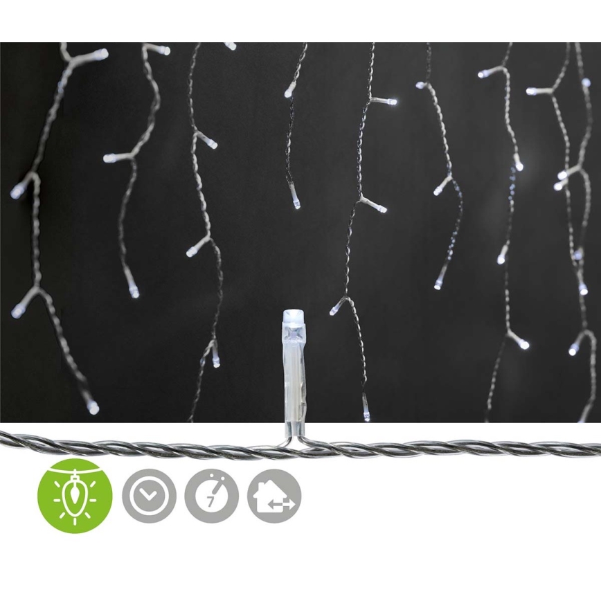 Zunanja LED zavesa 180xLED/7 funkcij 10,9m IP44 hladna bela