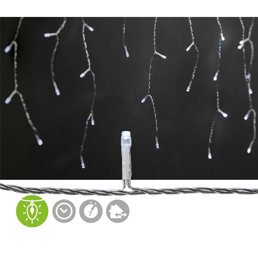LED Zunanja božična zavesa 360xLED/7 funkcij 14m IP44 hladna bela