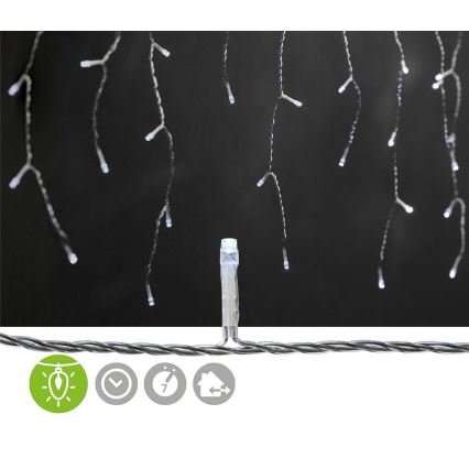 LED zunanja zavesa 360xLED/7 funkcij 14m IP44 hladno bela