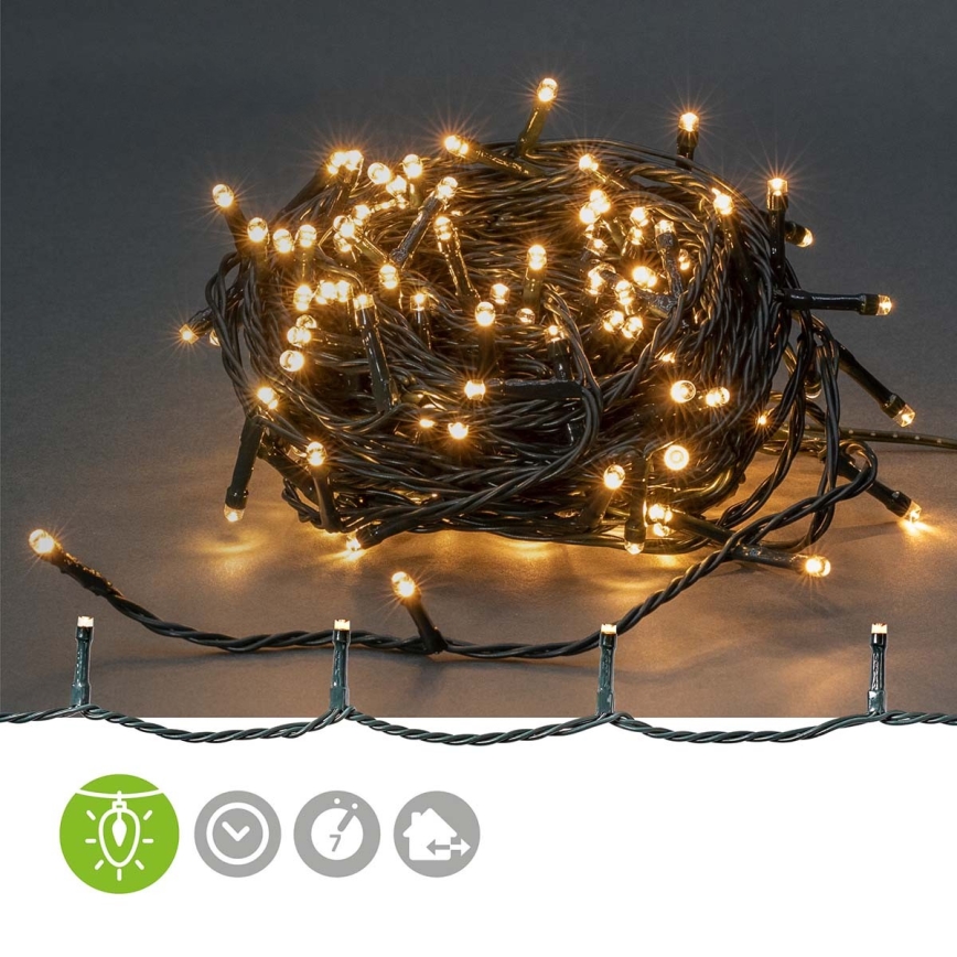 LED zunanji svetlobni niz 180 LED/7 funkcij, 16,5 m, IP44, topla bela