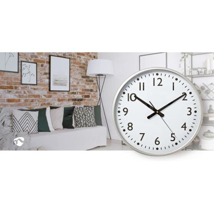Stenska ura pr. 38 cm 1xAA bela