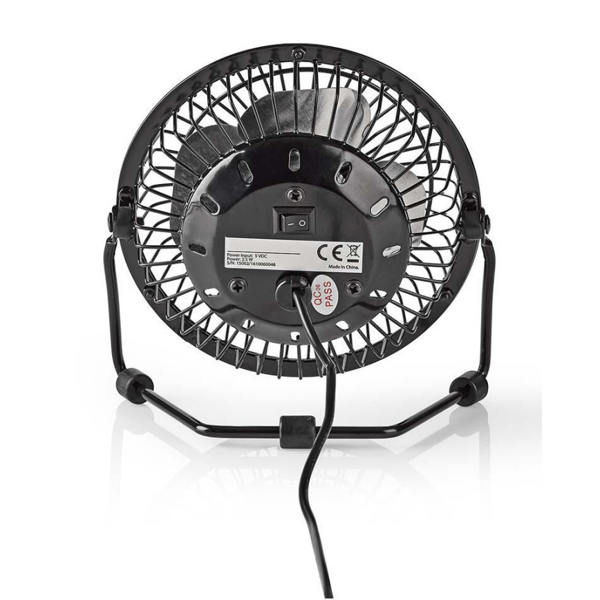 Namizni ventilator 3W/USB 10 cm črn