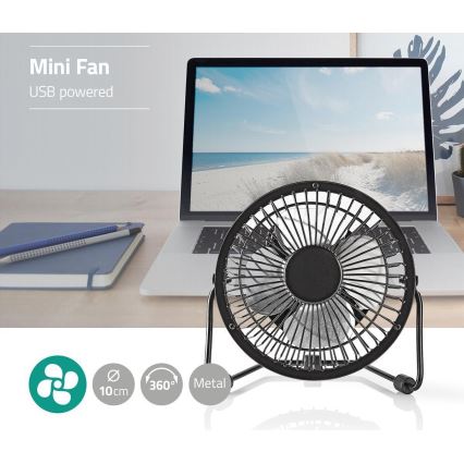 Namizni ventilator 3W/USB 10 cm črna