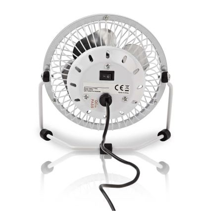 Namizni ventilator 3W/USB 10 cm bel