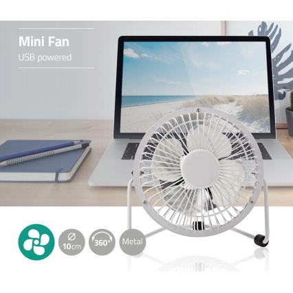 Namizni ventilator 3W/USB 10 cm bel