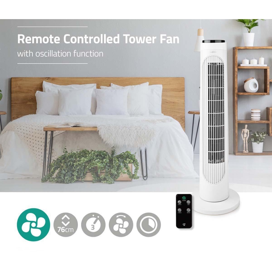 Stoječi ventilator 50W/230V bela + Daljinski upravljalnik