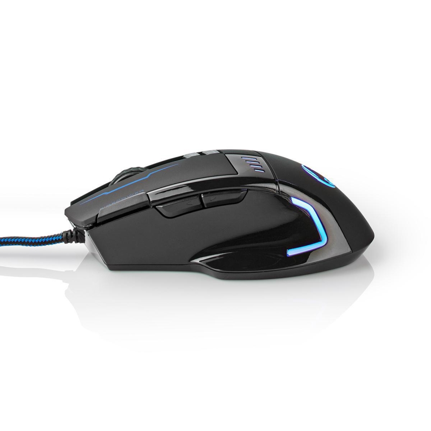 LED Gaming miška 800/1600/2400/4000 DPI 8 gumbov črna