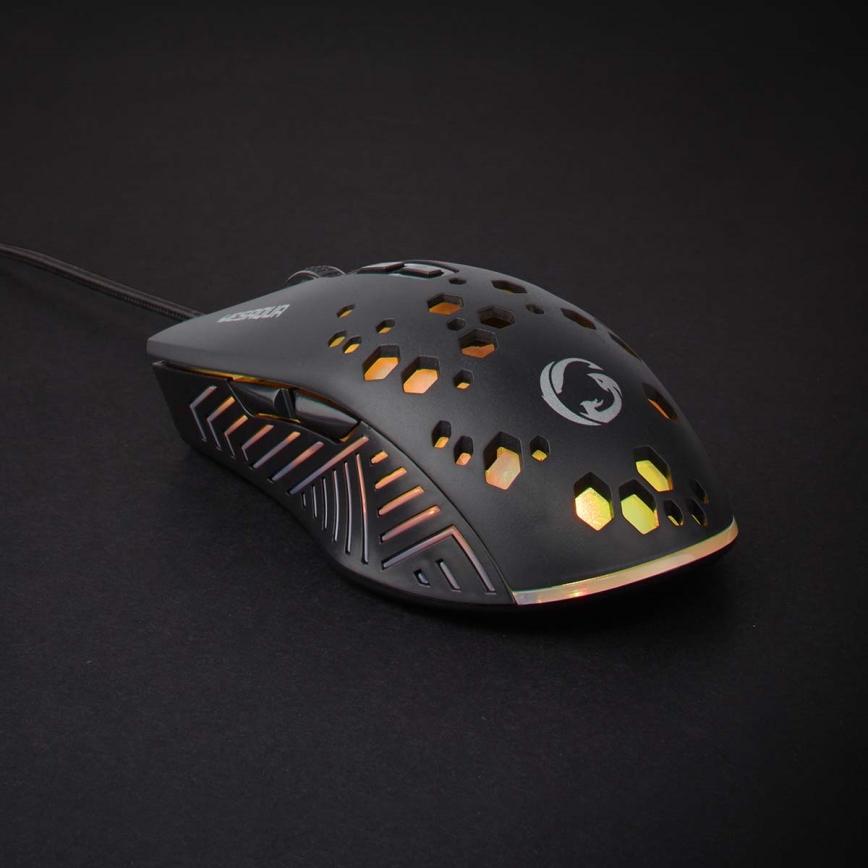 LED Gaming miška 800/1200/2400/3200/4800/7200 DPI 7 gumbov črna