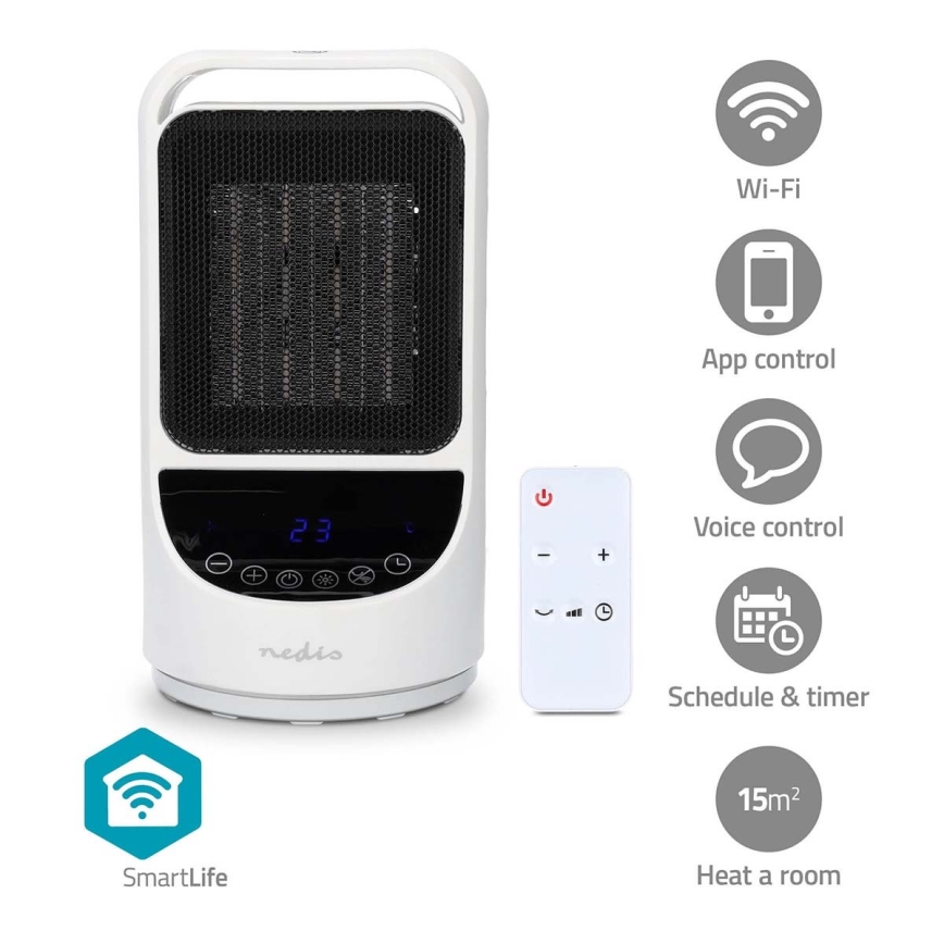 Ventilator s keramičnim grelnikom Smartlife 1000/1500W/230V Wi-Fi Tuya + Daljinski upravljalnik
