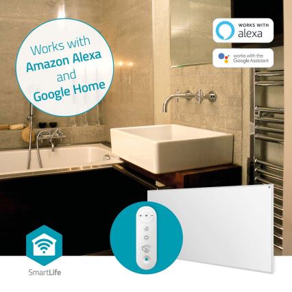 Infrardeči grelni panel 700 W/230 V, 120 × 62 cm, IP44, Wi‑Fi (Tuya) + daljinsko upravljanje