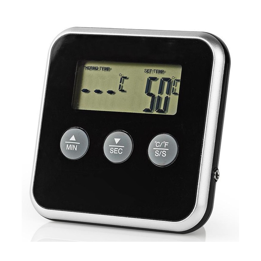 Termometer za meso z LCD zaslonom in časovnikom 0-250 °C 1xAAA