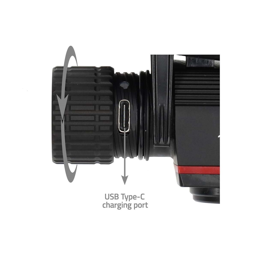 Zatemnjevalna polnilna aluminijasta LED čelna svetilka LED/10W/5V 2200 mAh IPX8 črna