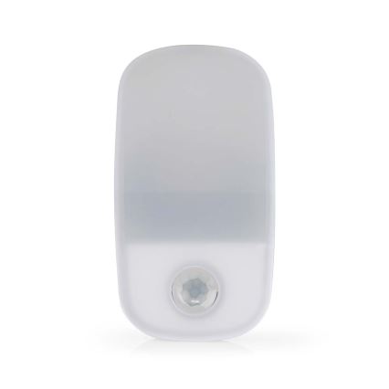 LED Orientacijska svetilka za vtičnico z motion in dusk senzor LED/0,55W/230V bela
