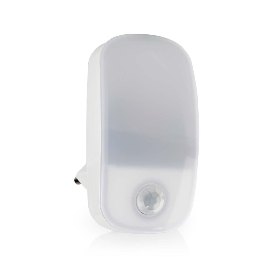 LED Orientacijska svetilka za vtičnico z motion in dusk senzor LED/0,55W/230V bela