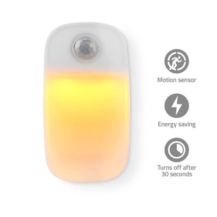 LED Orientacijska svetilka za vtičnico z motion in dusk senzor LED/0,55W/230V bela