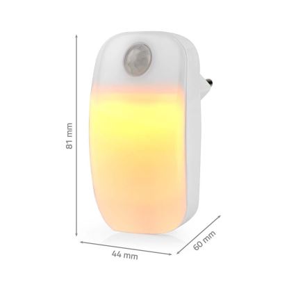LED Orientacijska svetilka za vtičnico z motion in dusk senzor LED/0,55W/230V bela