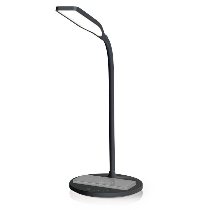 LED zatemnitvena prilagodljiva namizna svetilka na dotik s 15W brezžičnim polnjenjem Qi LED/5,5W/230V 2700-6500K črna