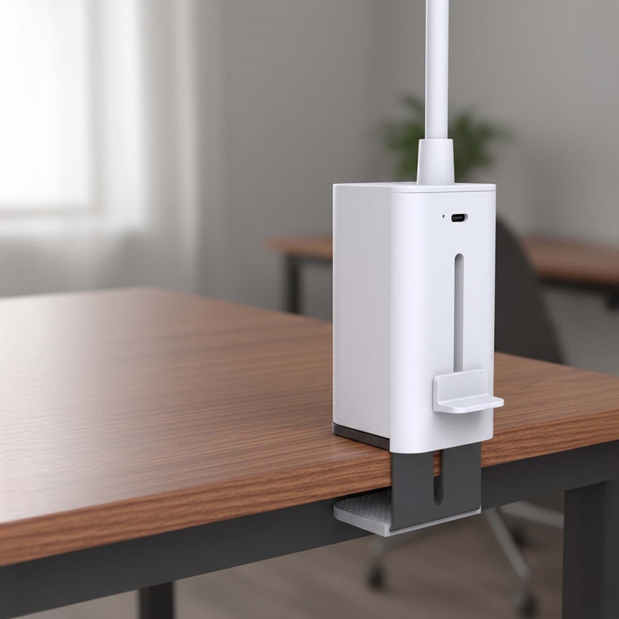 LED polnilna namizna svetilka z zatemnjevanjem, na dotik, upogljiva, s sponko LED/5W/1200 mAh, bela