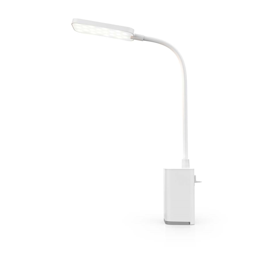LED polnilna namizna svetilka z zatemnjevanjem, na dotik, upogljiva, s sponko LED/5W/1200 mAh, bela