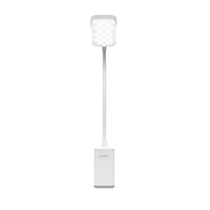 LED polnilna namizna svetilka z zatemnjevanjem, na dotik, upogljiva, s sponko LED/5W/1200 mAh, bela