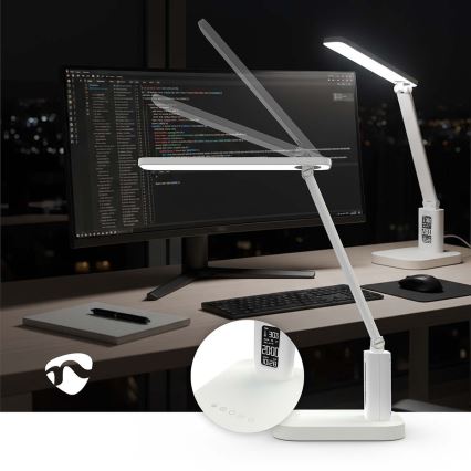 LED zatemnilna polnilna namizna svetilka na dotik z zaslonom LED/7,5W/1200 mAh 3000/4000/5700K CRI 90 bela