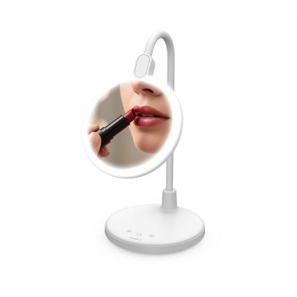 Zatemnjiva polnilna LED-svetilka na dotik z ogledalom LED/6W/1200 mAh 3000/4000/5700K CRI 90 bela