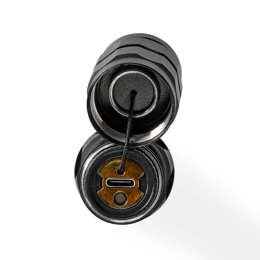 Zatemnjevalna polnilna aluminijasta LED ročna svetilka, 10 W, 5 V, 2200 mAh, IPX7, črna