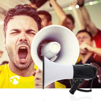 Megafon z zunanjim mikrofonom USB 25W/8xC bela/črna