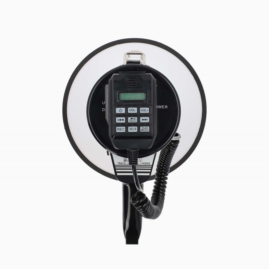 Megafon z zunanjim mikrofonom USB 25W/8xC bela/črna