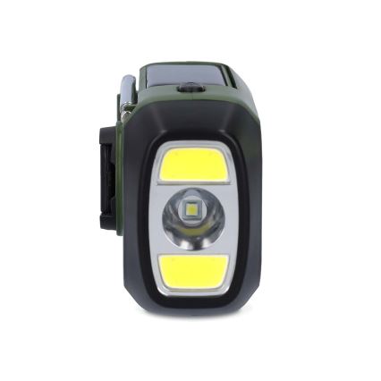 Radio DAB+/FM z ročico za navijanje, s solarnim panelom in LED svetilko, 5V/2500 mAh, zelena/črna