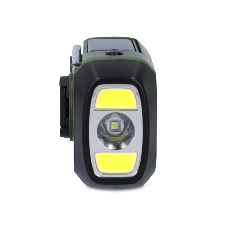 Radio DAB+/FM z ročico za navijanje, s solarnim panelom in LED svetilko, 5V/2500 mAh, zelena/črna