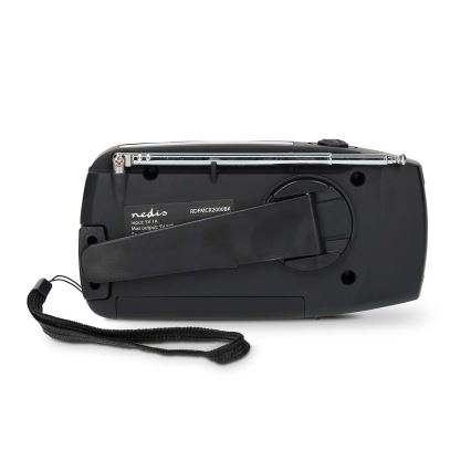 AM/FM radio z ročico za navijanje, solarnim panelom in LED svetilko, 2000 mAh