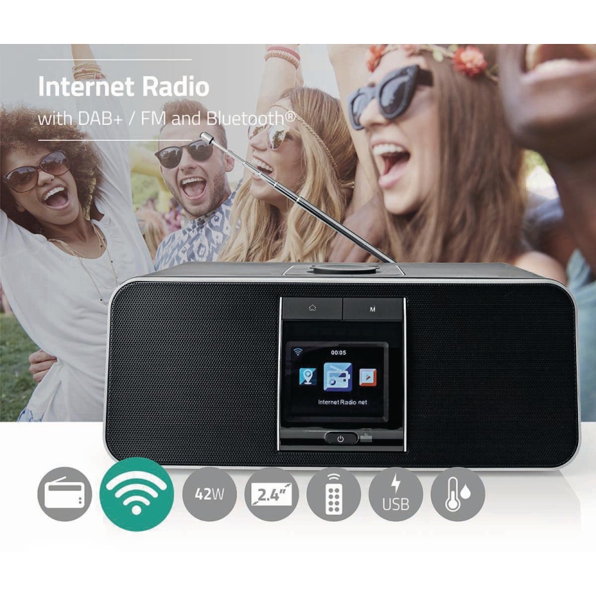Večnamenski internetni radio 42W/230V Wi-Fi Bluetooth USB + Daljinski upravljalnik