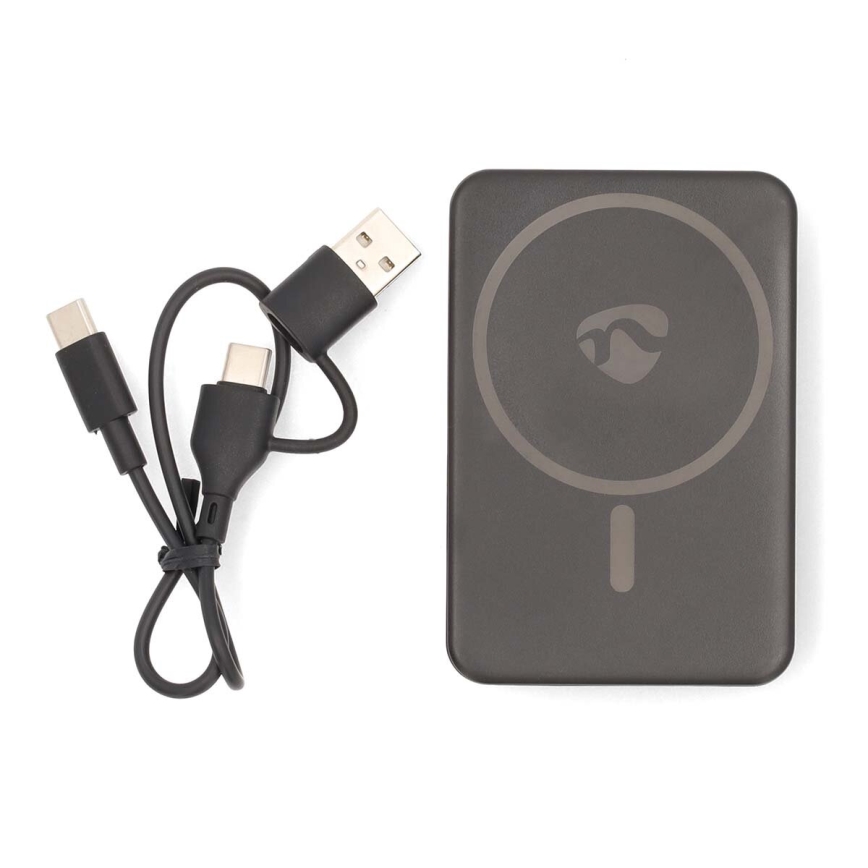Power Bank 2v1 MagSafe 5000 mAh črna