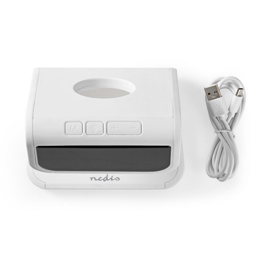 Budilka z brezžičnim polnilnikom LED/10W/1xCR2032 bela