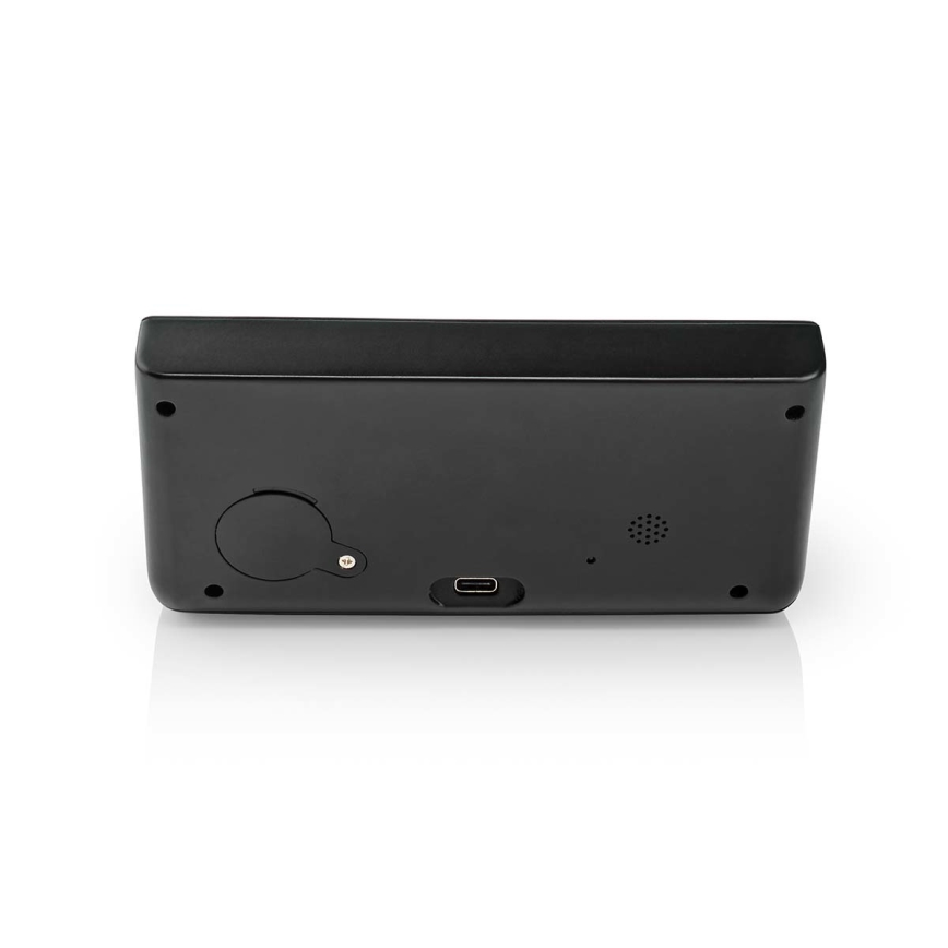 Budilka z LCD zaslonom in brezžični polnilec 15W/5V + 1xCR2032 črna