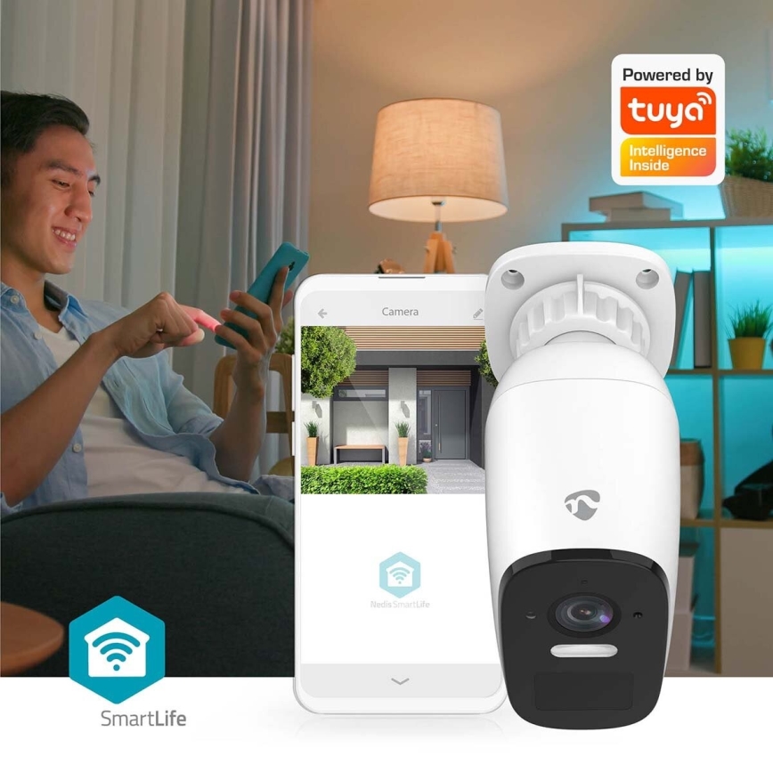 Pametna zunanja polnilna kamera s senzorjem SmartLife 4MP Quad HD 1440p 5V/5200mAh Wi-Fi Tuya IP66