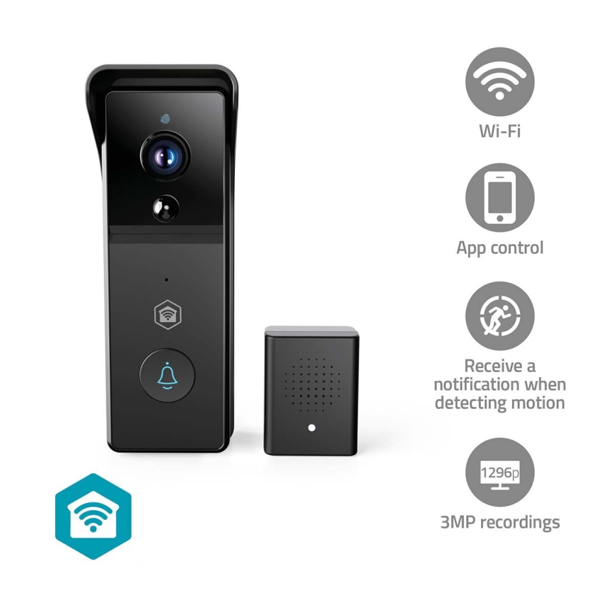 Video zvonec s senzorjem gibanja SmartLife 4400 mAh Full HD 1296p IP44 Wi-Fi Tuya