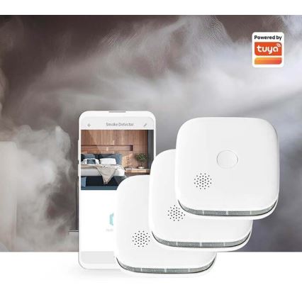SET 3x Detektor dima SmartLife 3V/1xCR123A Wi-Fi Tuya