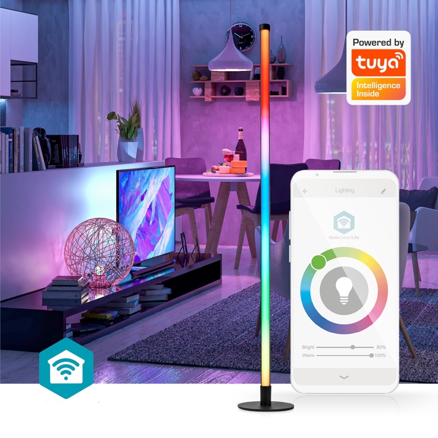 LED RGBIC Zatemnitvena talna svetilka Smartlife LED/10W/230V 100,5 cm 2700-6500K Wi-Fi Tuya + Daljinski upravljalnik