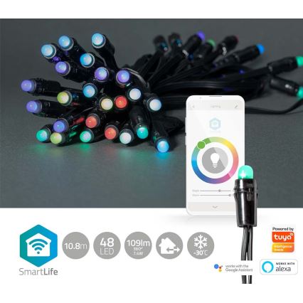 LED RGB Zunanja božična veriga 48xLED 13,8m IP65 Wi-Fi Tuya