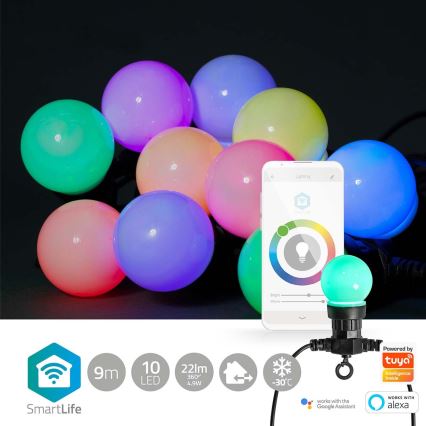 LED RGB Zunanja okrasna veriga 10xLED 12m IP65 Wi-Fi Tuya