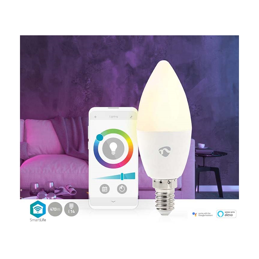 LED RGB Zatemnitvena žarnica Smartlife E14/4,9W/230V Wi-Fi 2700-6500K