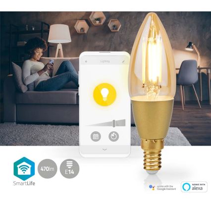 LED Zatemnitvena žarnica Smartlife E14/4,9W/230V 1800-3000K Wi-Fi Tuya